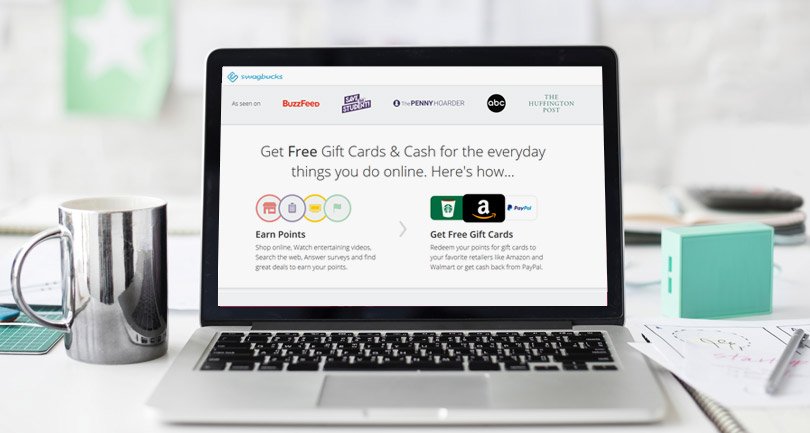 Swagbucks  website displaying on laptop